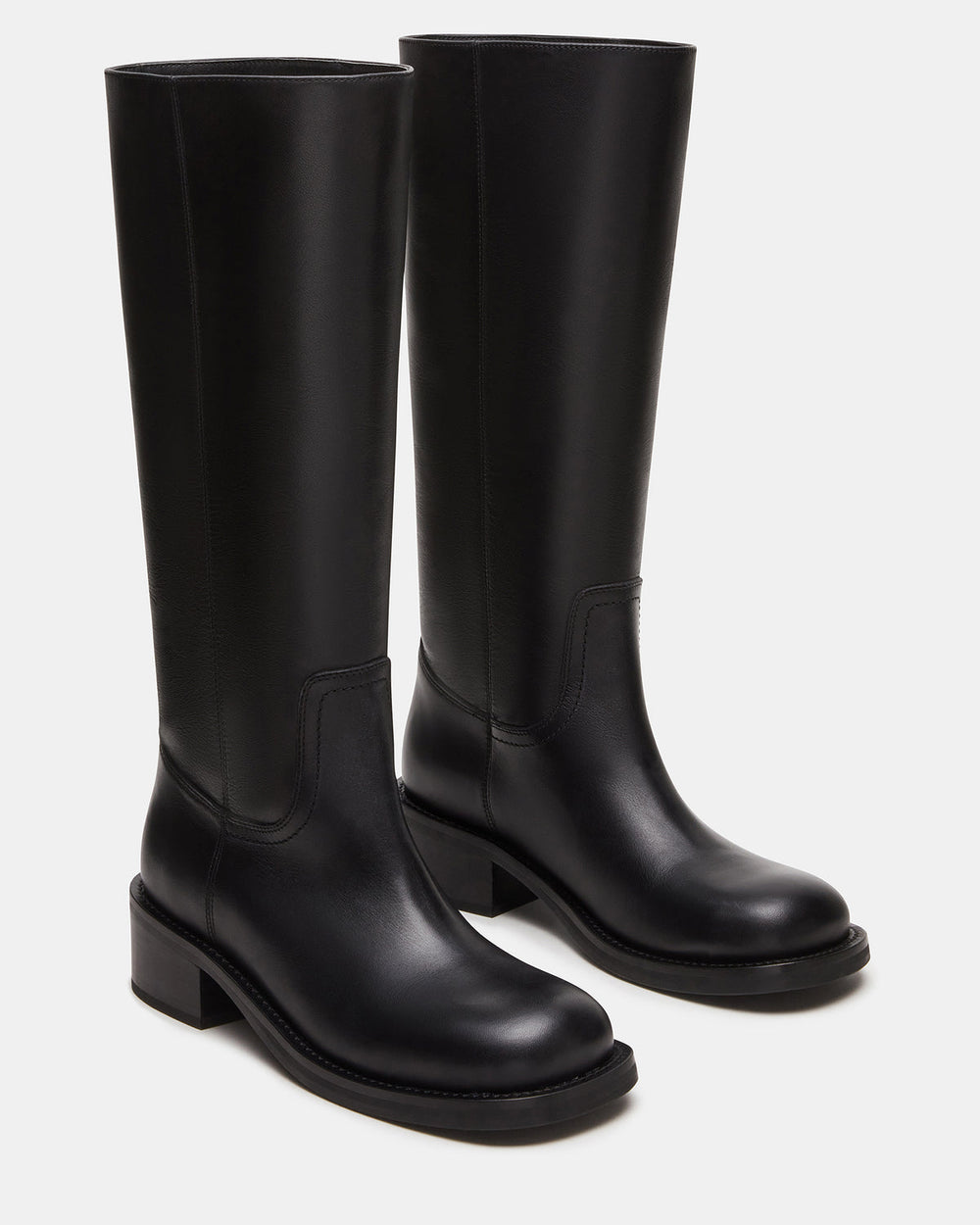 RIGGS Black Leather Square-Toe Women's Boot | Steve Madden on Sale