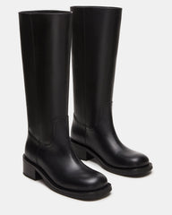 RIGGS Black Leather Square-Toe Women's Boot | Steve Madden on Sale