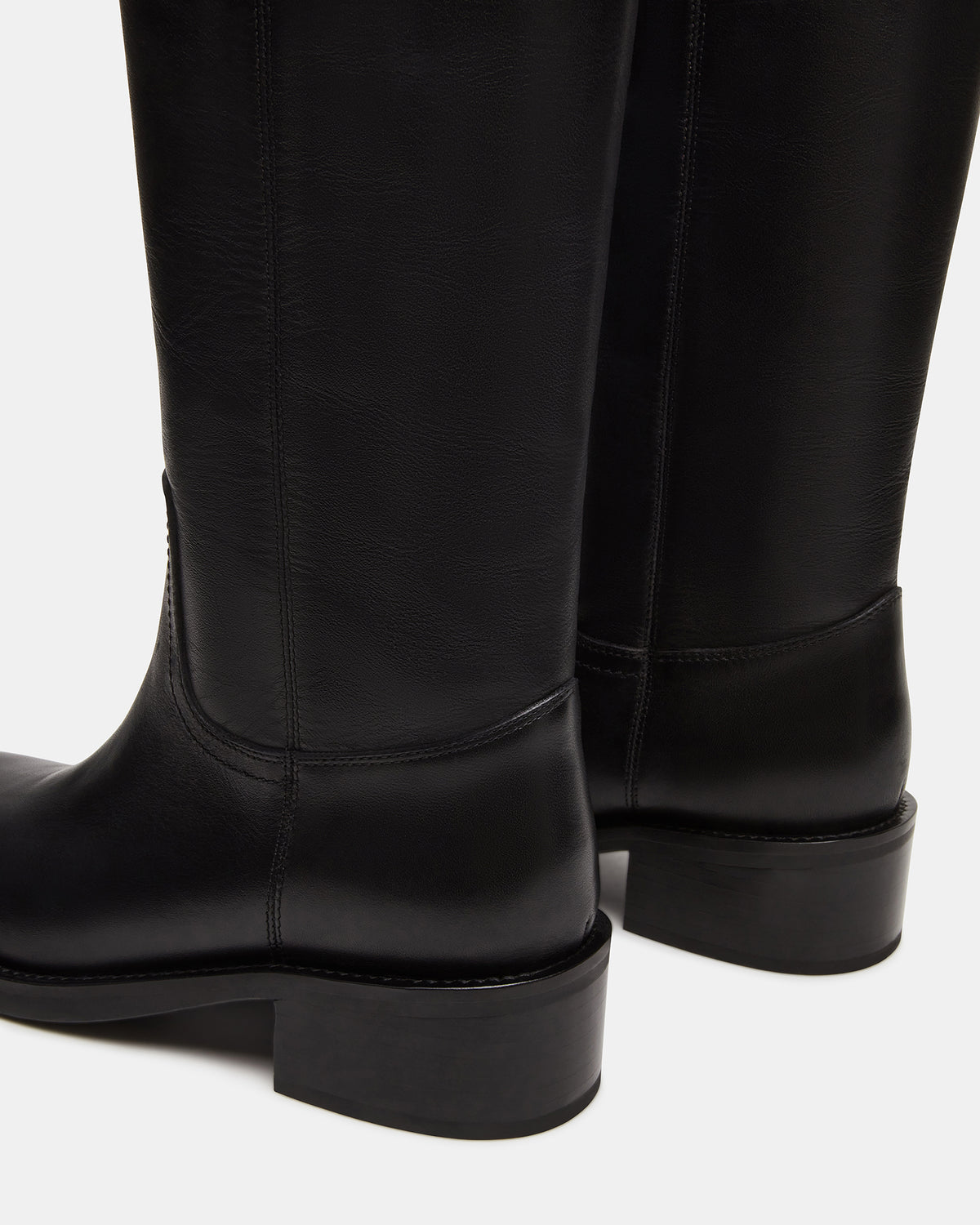 RIGGS Black Leather Square-Toe Women's Boot | Steve Madden on Sale