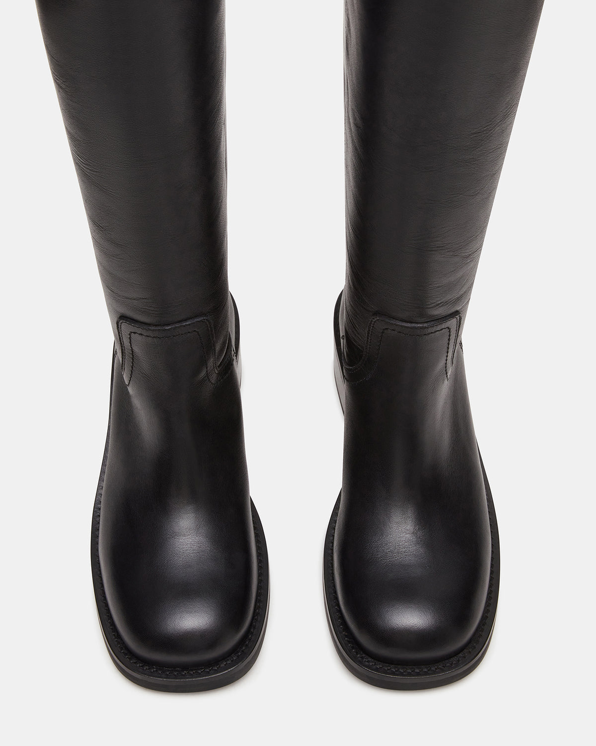 RIGGS Black Leather Square-Toe Women's Boot | Steve Madden on Sale