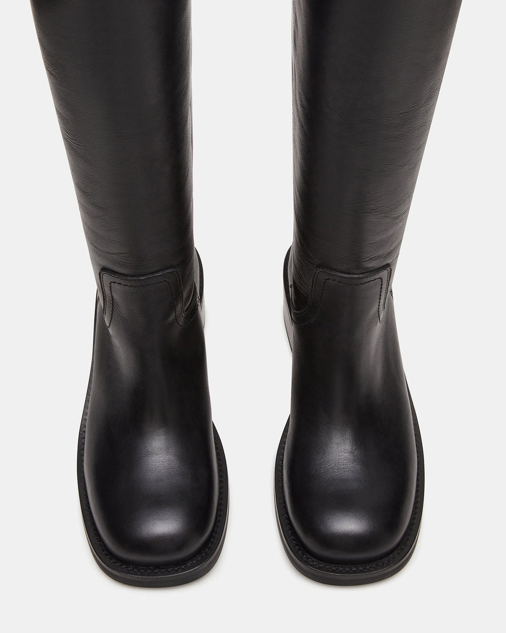 RIGGS Black Leather Square-Toe Women's Boot | Steve Madden on Sale