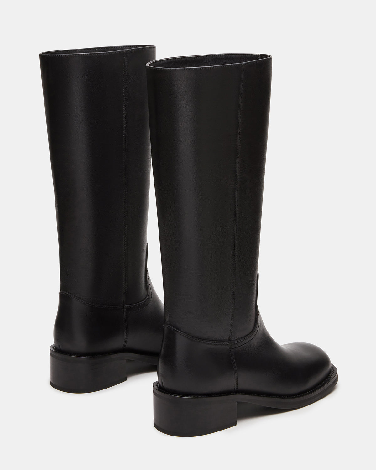 RIGGS Black Leather Square-Toe Women's Boot | Steve Madden on Sale
