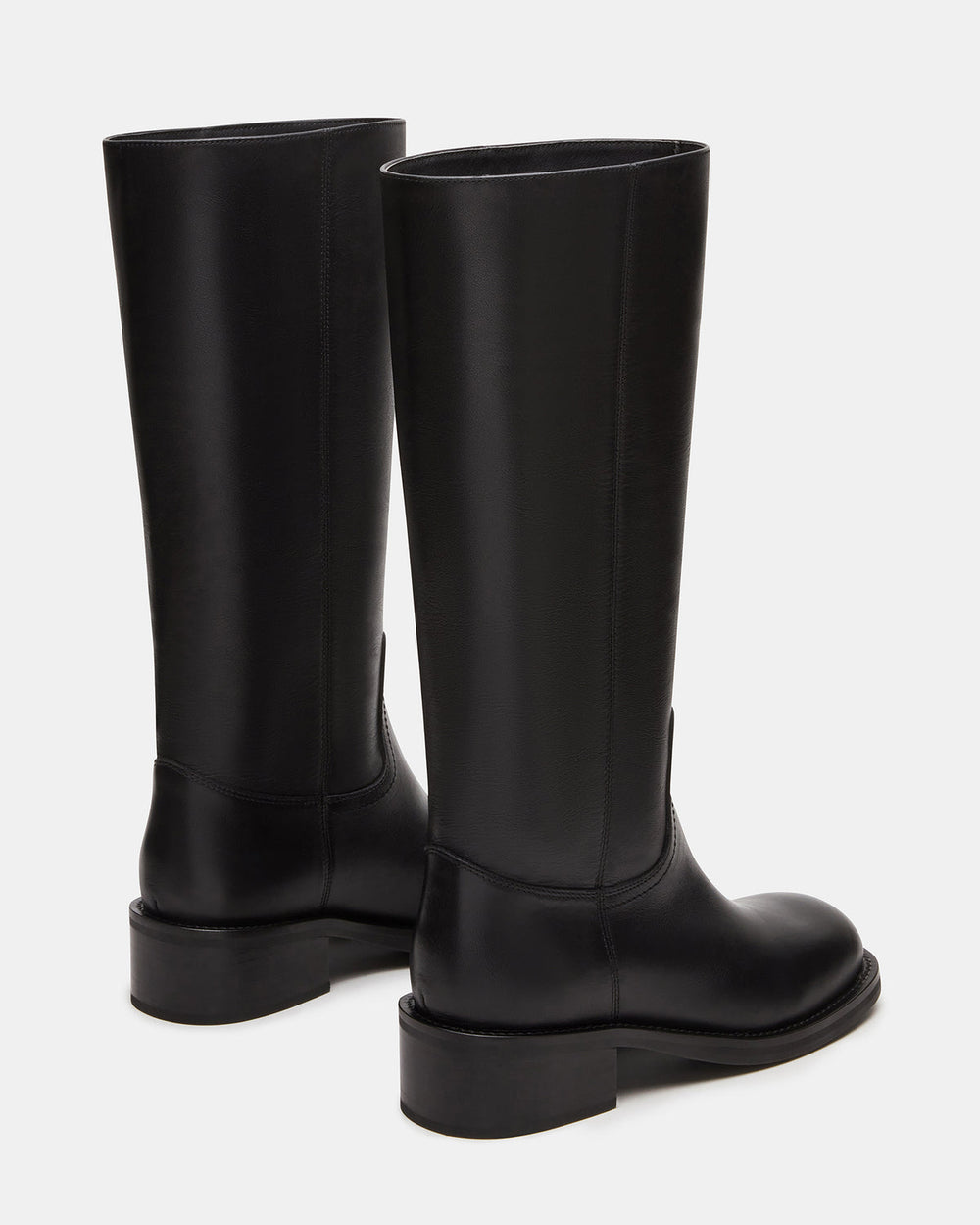 RIGGS Black Leather Square-Toe Women's Boot | Steve Madden on Sale