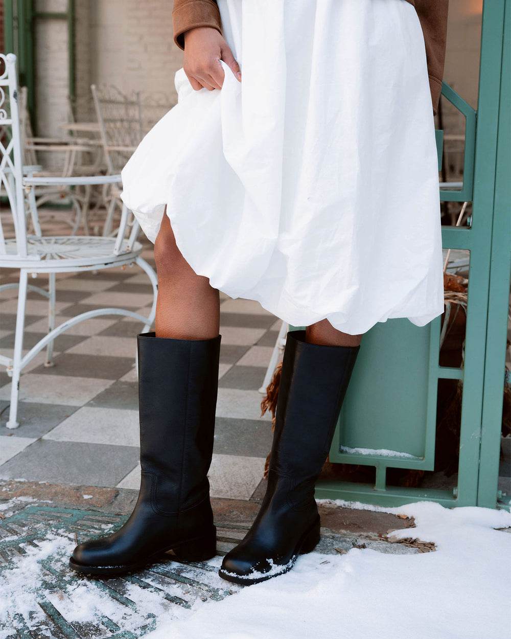 RIGGS Black Leather Square-Toe Women's Boot | Steve Madden on Sale