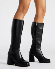 MYSTERY Black Leather Women's Block Heel Platform Boot | Steve Madden near me