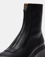JONES Black Leather Zipper Lug Women's Ankle Boot | Steve Madden discount