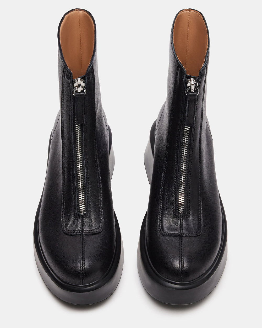 JONES Black Leather Zipper Lug Women's Ankle Boot | Steve Madden discount