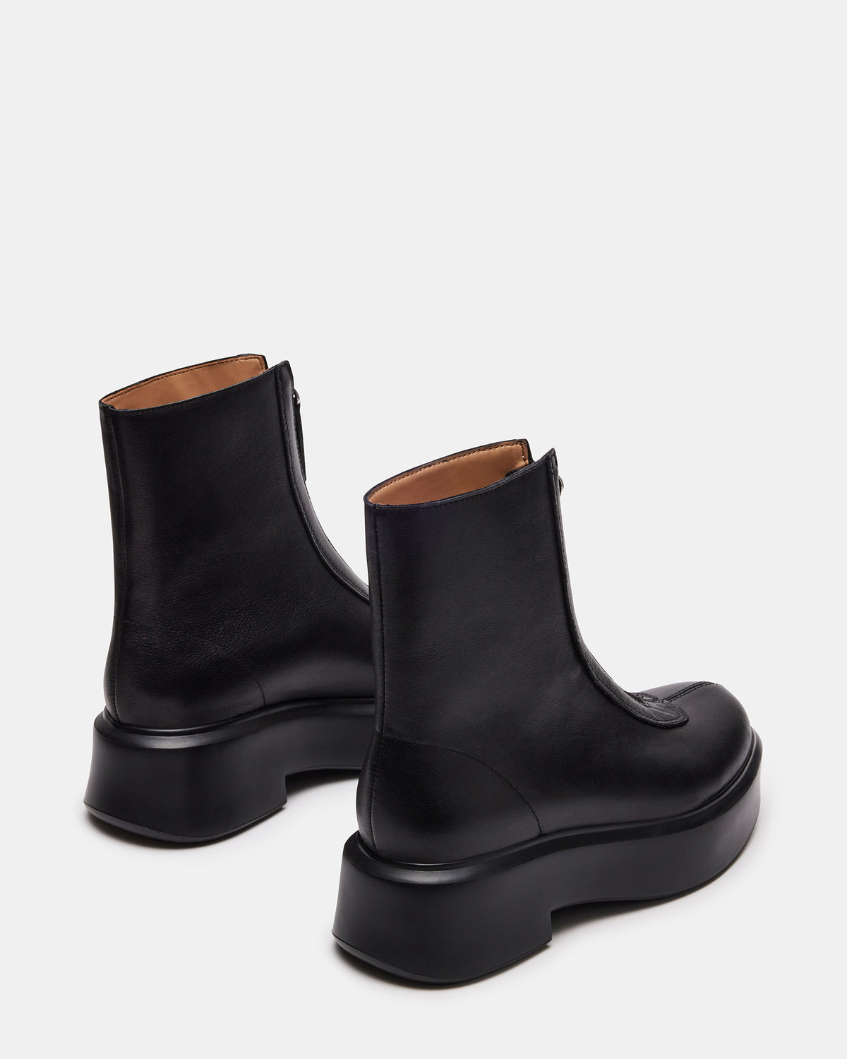 JONES Black Leather Zipper Lug Women's Ankle Boot | Steve Madden discount