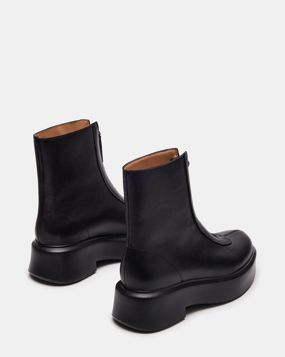 JONES Black Leather Zipper Lug Women's Ankle Boot | Steve Madden discount