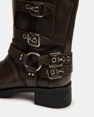 ROCKY Brown Distressed Wide Calf Knee-High Moto Women's Boot | Steve Madden online