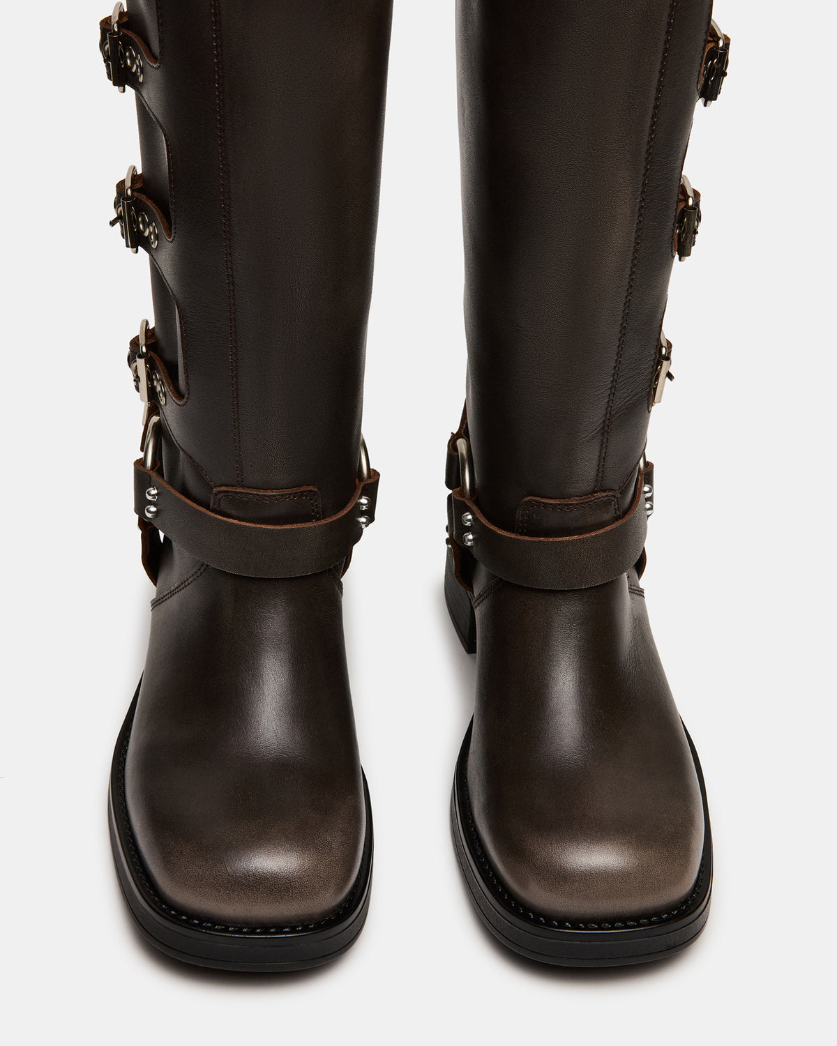 ROCKY Brown Distressed Wide Calf Knee-High Moto Women's Boot | Steve Madden online