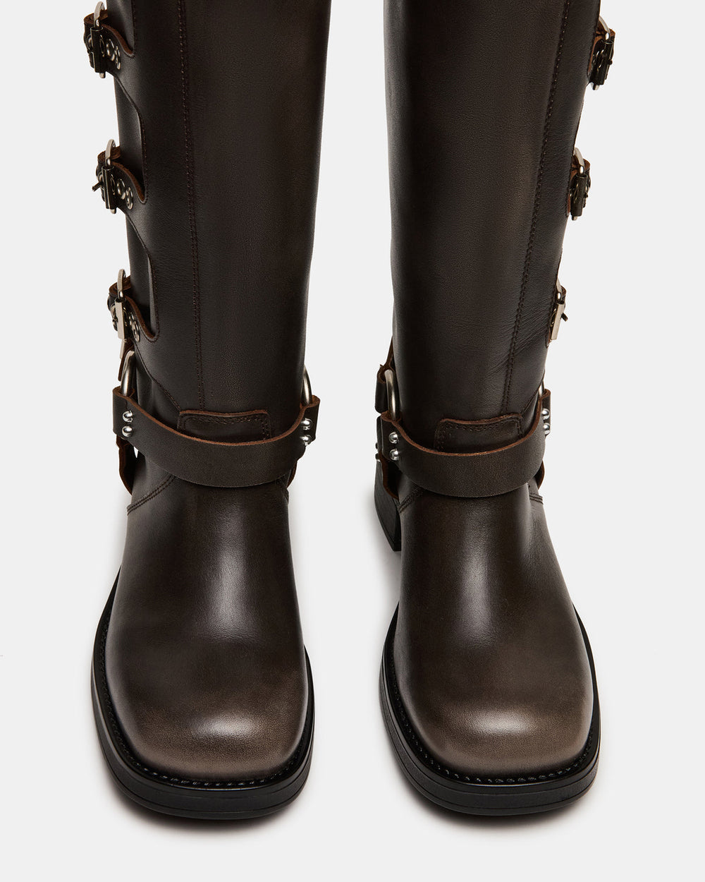 ROCKY Brown Distressed Wide Calf Knee-High Moto Women's Boot | Steve Madden online