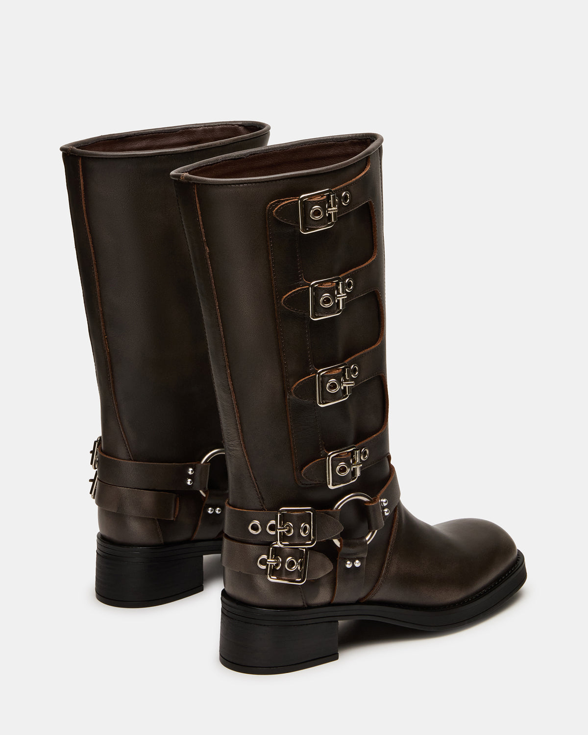 ROCKY Brown Distressed Wide Calf Knee-High Moto Women's Boot | Steve Madden online