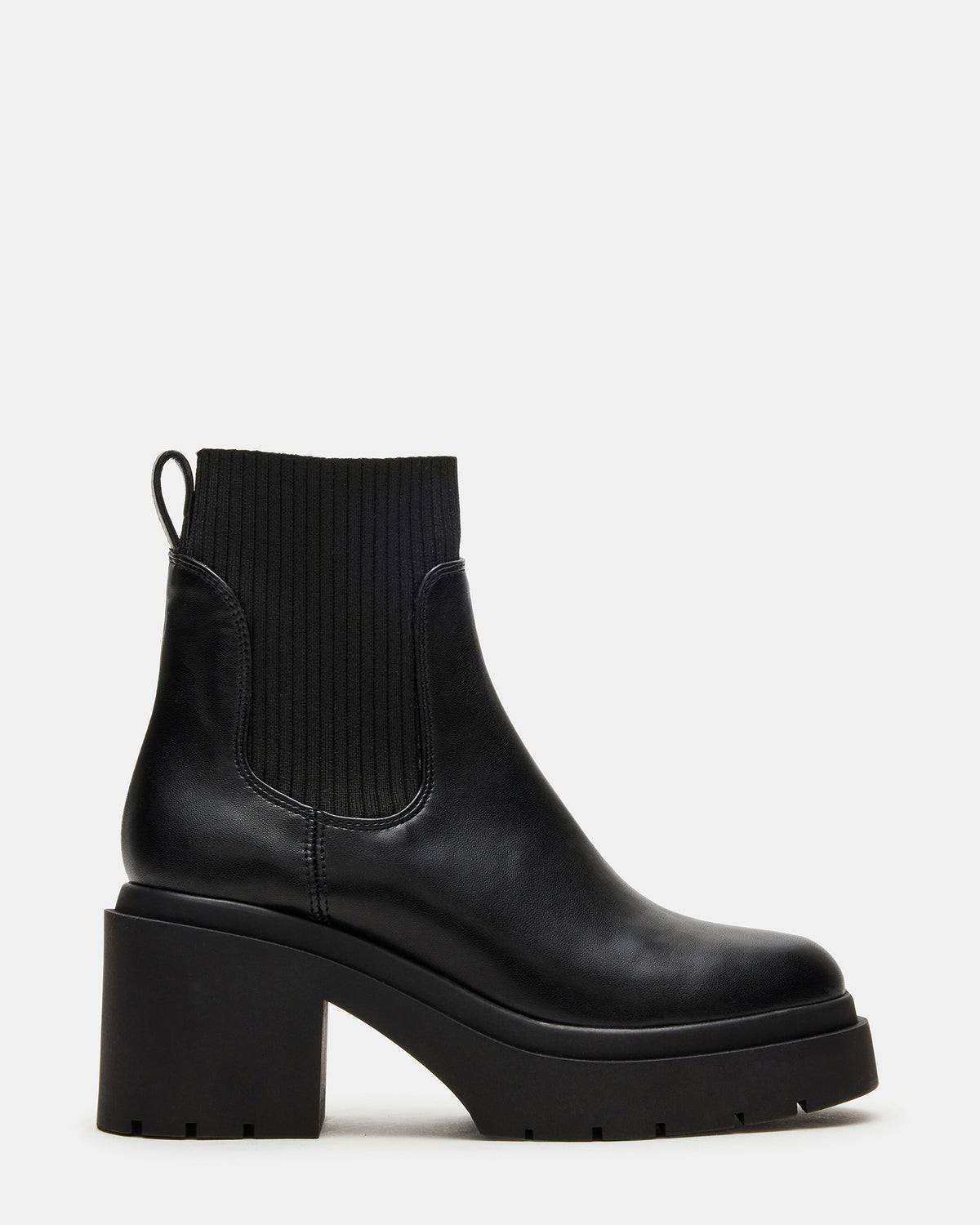 KOA Black Lug Sole Chelsea Women's Ankle Boot | Steve Madden US