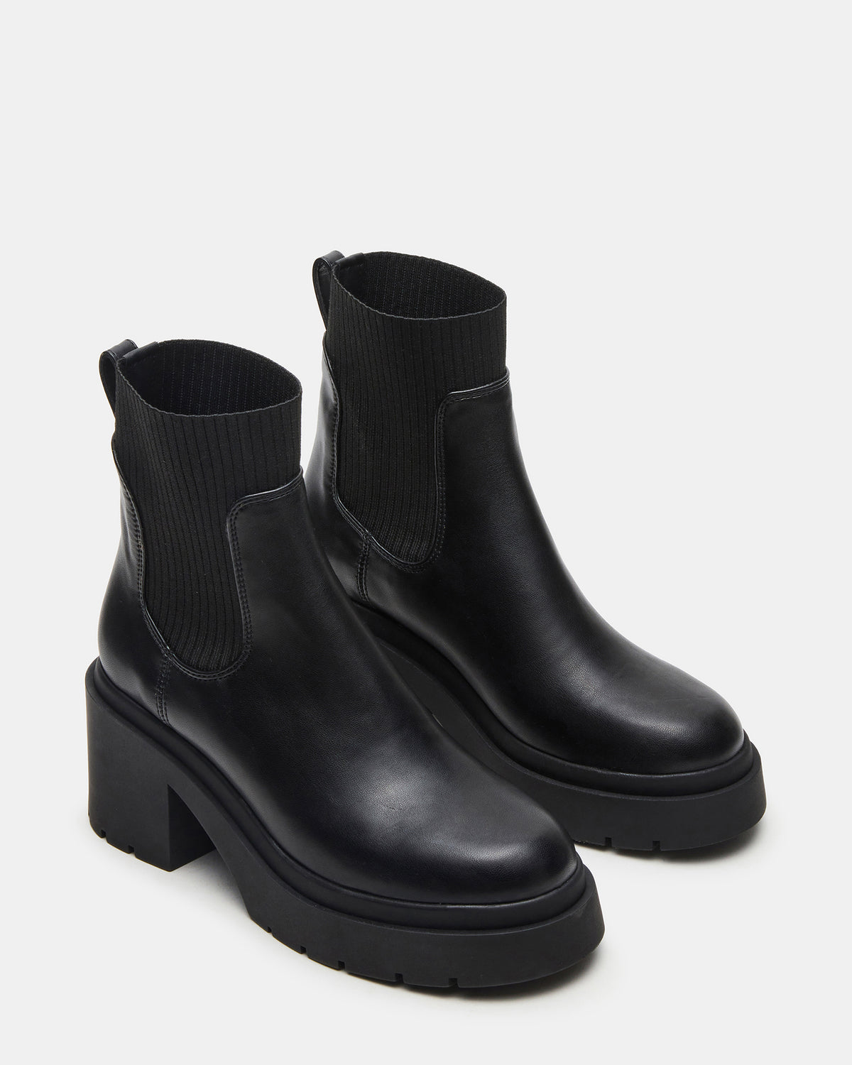 KOA Black Lug Sole Chelsea Women's Ankle Boot | Steve Madden US