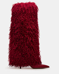 ICON Red Pointed-Toe Faux Fur Knee-High Stiletto Heel Women's Boot | Steve Madden outlet