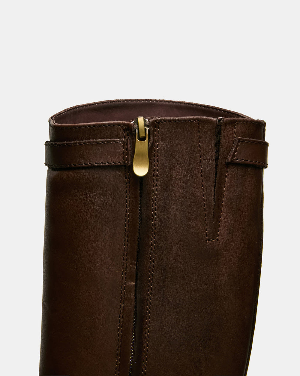 BEXLEY Brown Leather Knee-High Round-Toe Buckle Women's Boot | Steve Madden discount