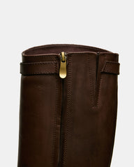 BEXLEY Brown Leather Knee-High Round-Toe Buckle Women's Boot | Steve Madden discount