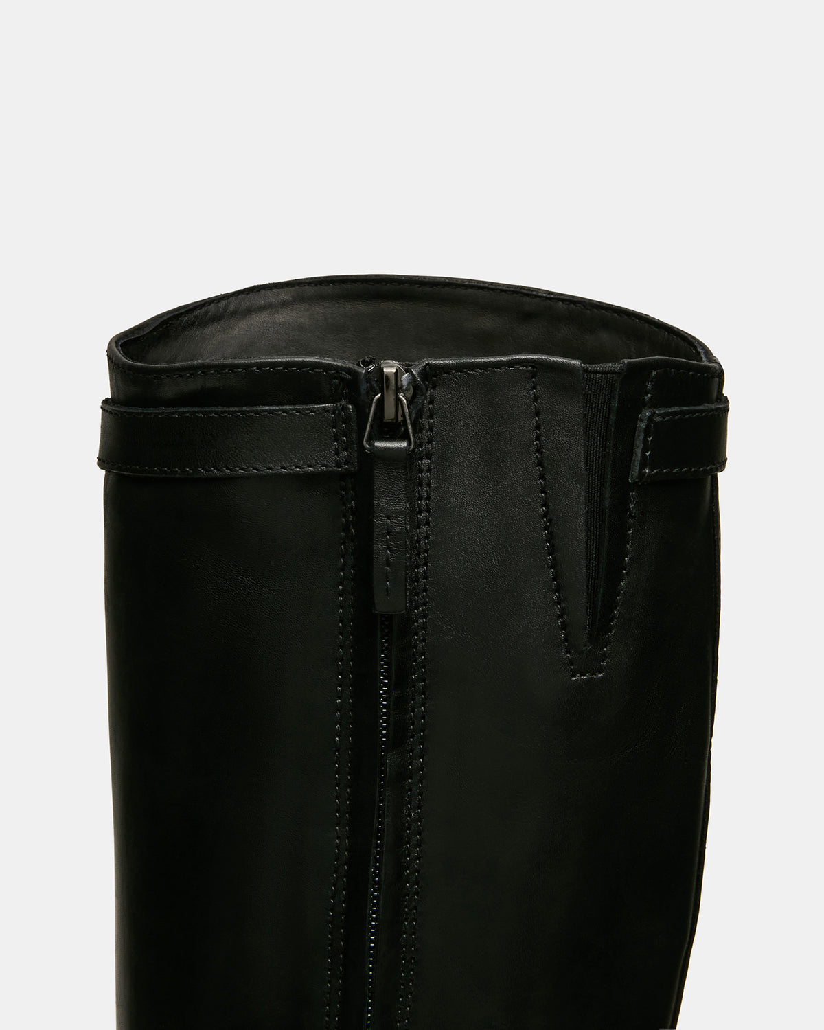 BEXLEY Black Leather Knee-High Round-Toe Buckle Women's Boot | Steve Madden online