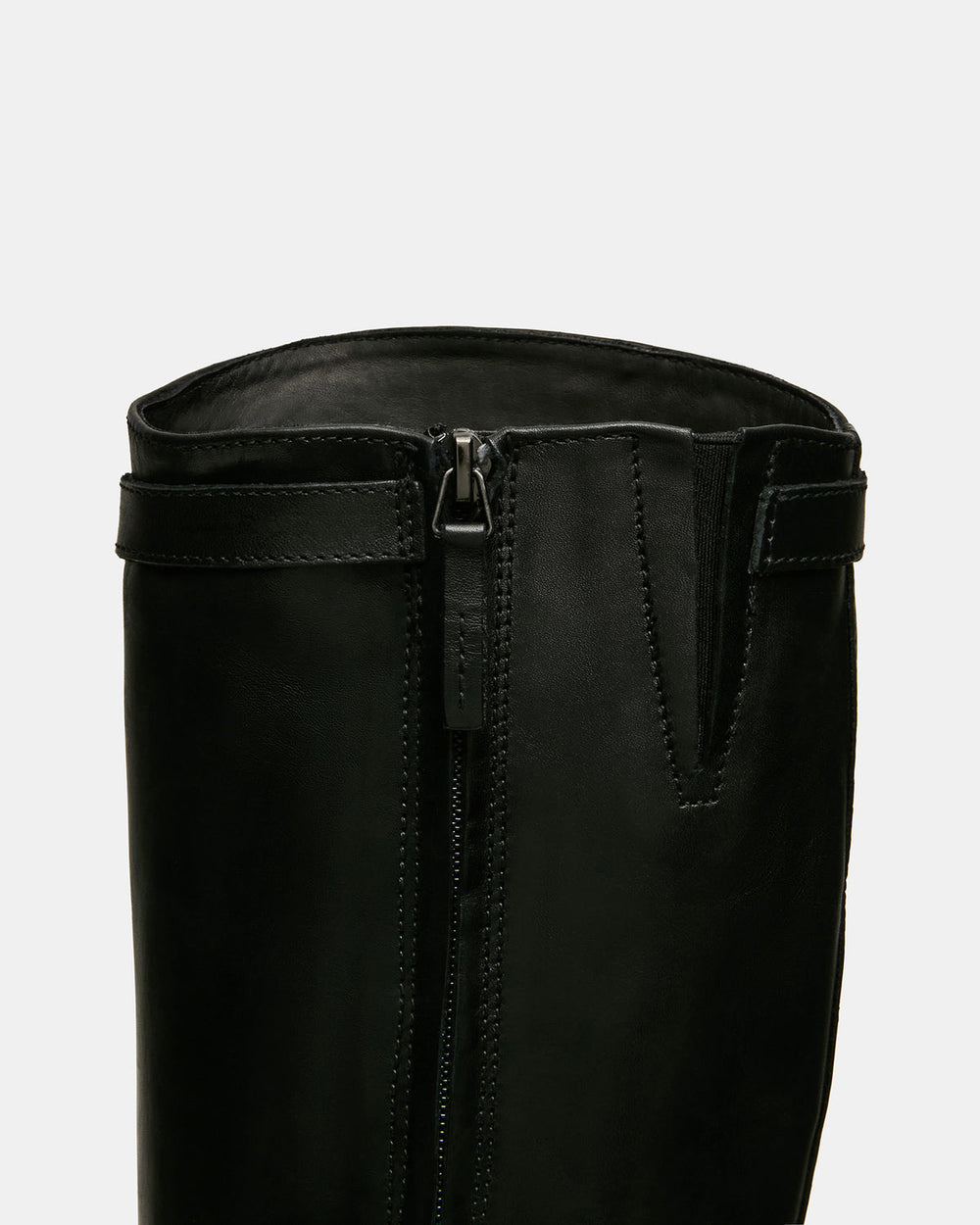 BEXLEY Black Leather Knee-High Round-Toe Buckle Women's Boot | Steve Madden online