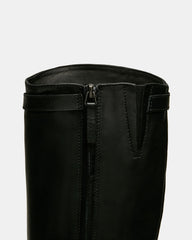 BEXLEY Black Leather Knee-High Round-Toe Buckle Women's Boot | Steve Madden online