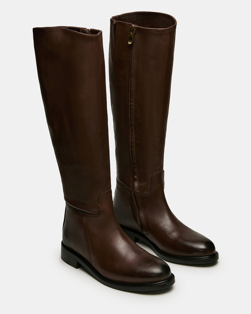 BELMONT Brown Leather Knee-High Women's Riding Boot | Steve Madden outlet