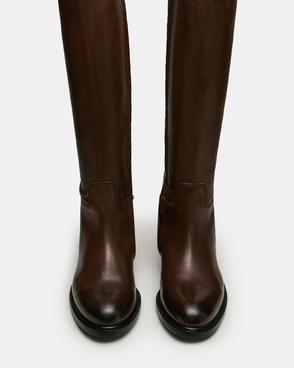BELMONT Brown Leather Knee-High Women's Riding Boot | Steve Madden outlet