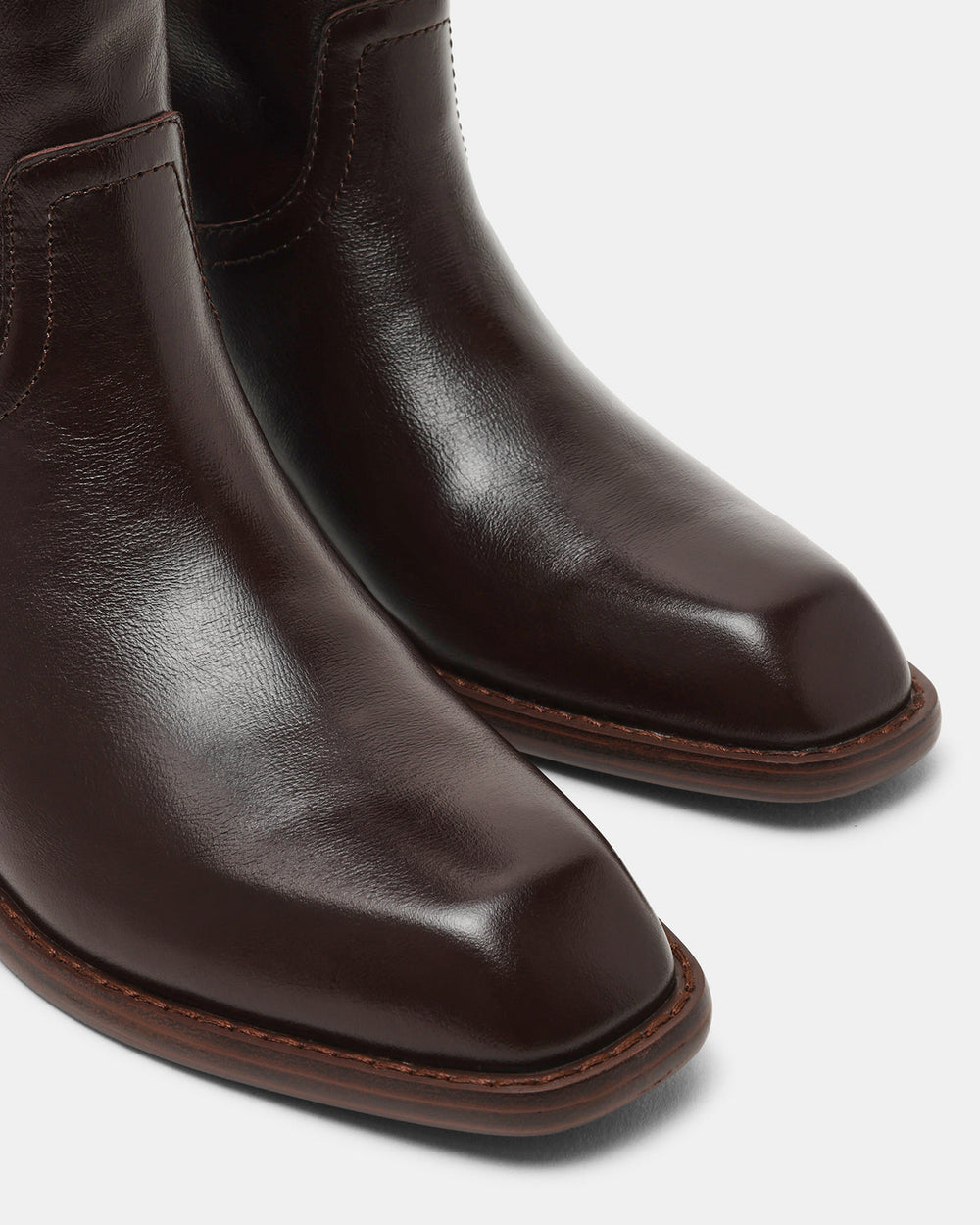 PRIMO Brown Leather Square-Toe Women's Boot | Steve Madden Sale