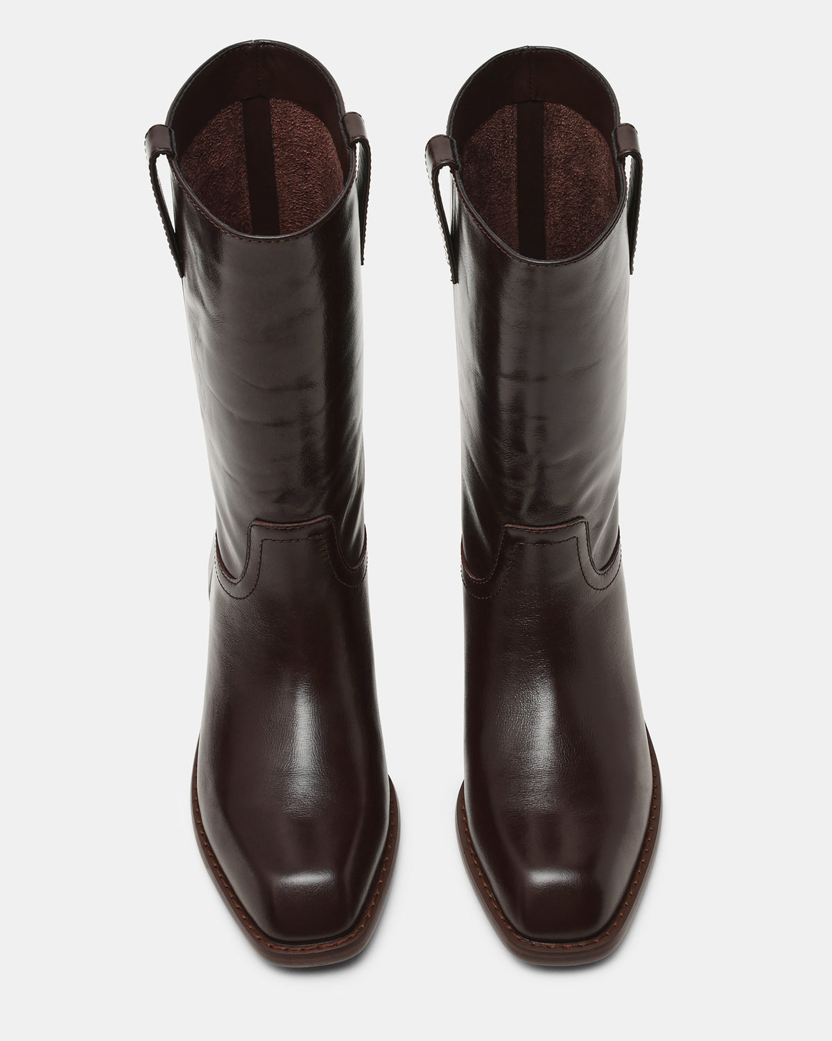 PRIMO Brown Leather Square-Toe Women's Boot | Steve Madden Sale