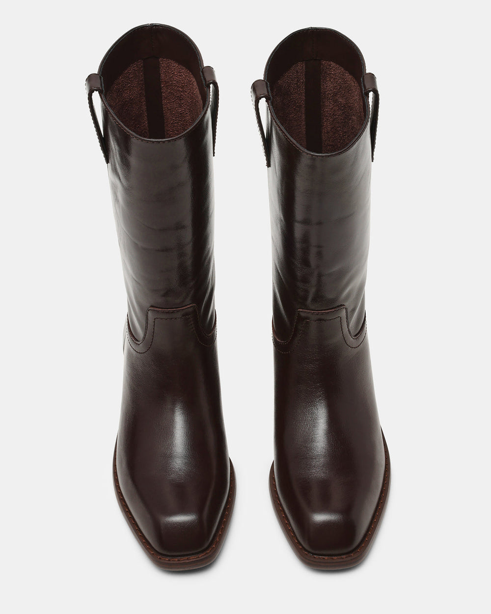 PRIMO Brown Leather Square-Toe Women's Boot | Steve Madden Sale