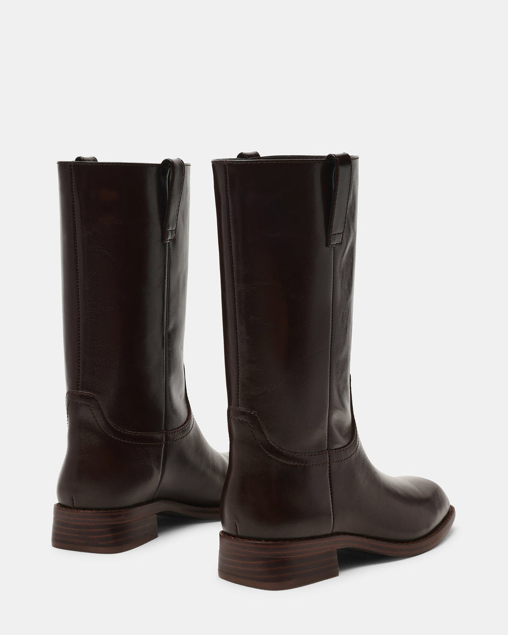 PRIMO Brown Leather Square-Toe Women's Boot | Steve Madden Sale