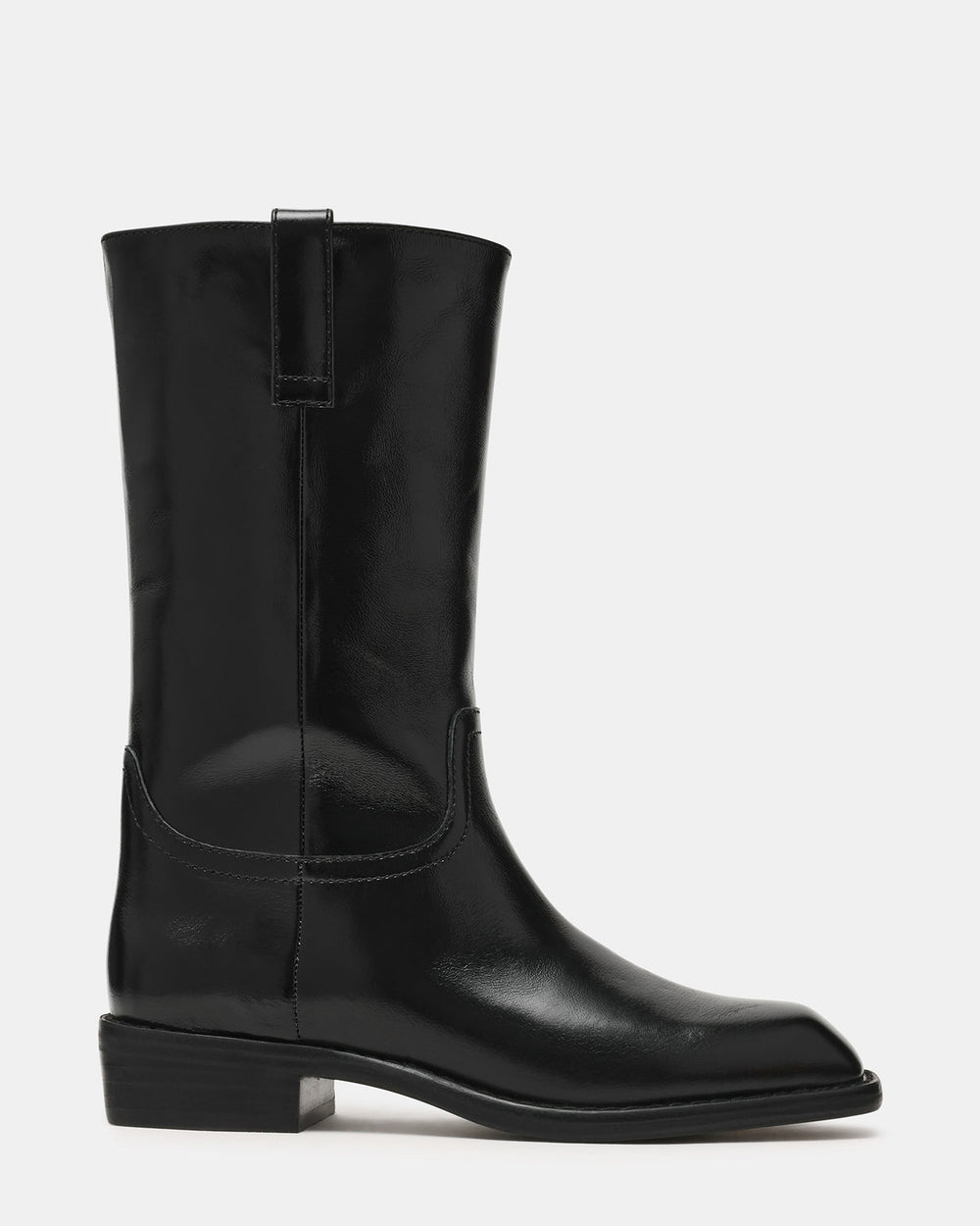 PRIMO Black Leather Square-Toe Women's Boot | Steve Madden for Sale