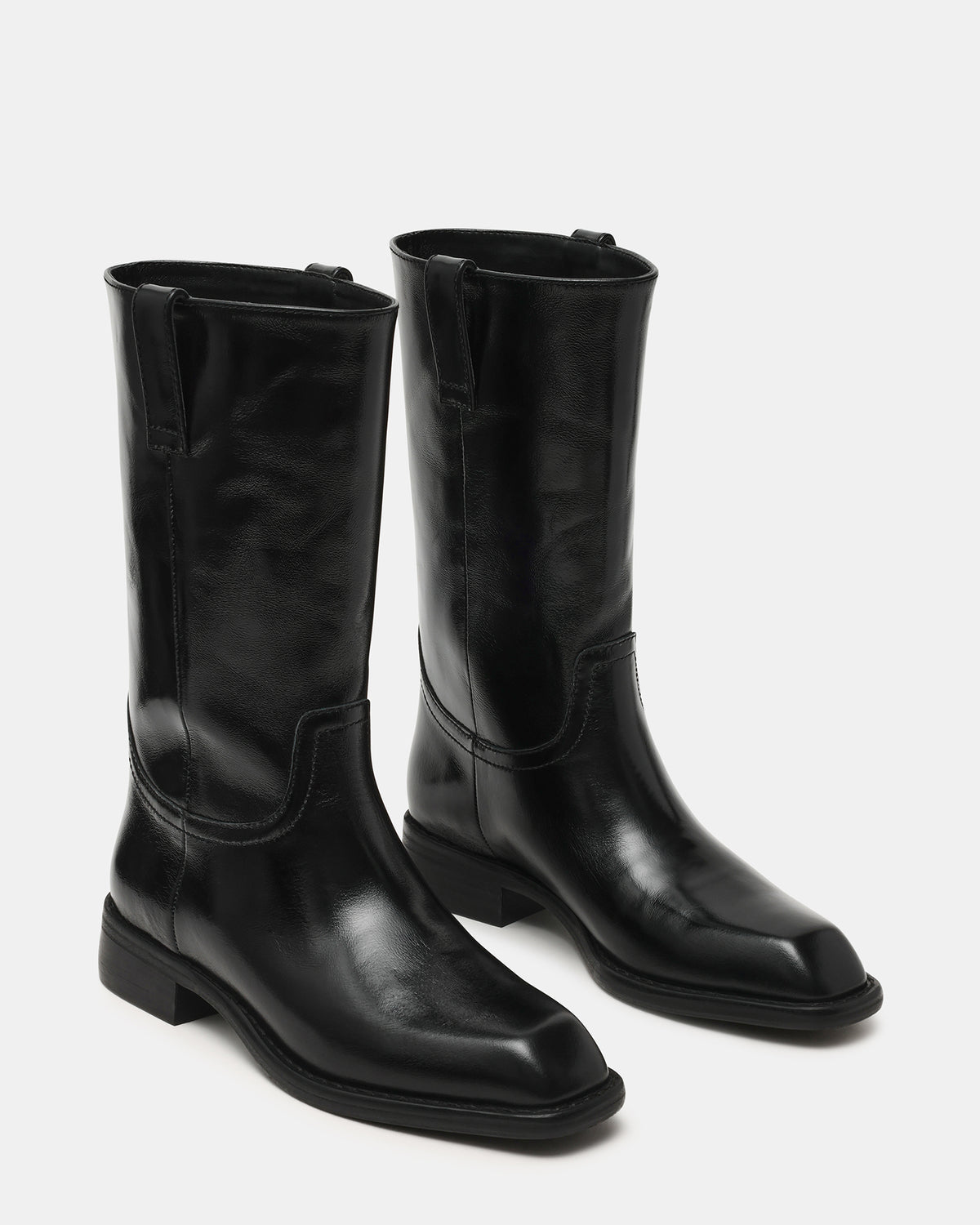 PRIMO Black Leather Square-Toe Women's Boot | Steve Madden for Sale
