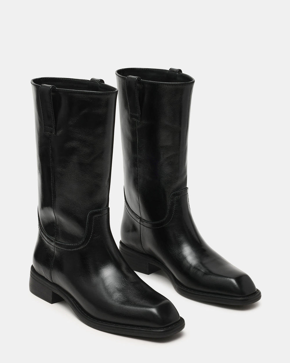 PRIMO Black Leather Square-Toe Women's Boot | Steve Madden for Sale