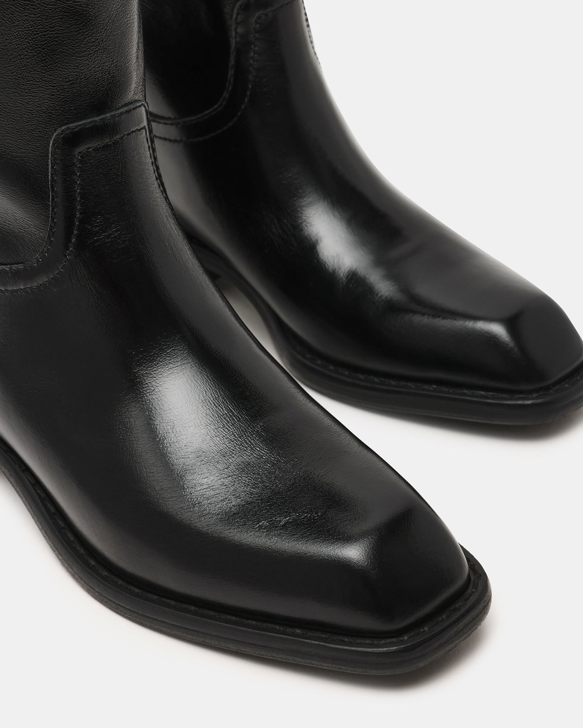 PRIMO Black Leather Square-Toe Women's Boot | Steve Madden for Sale