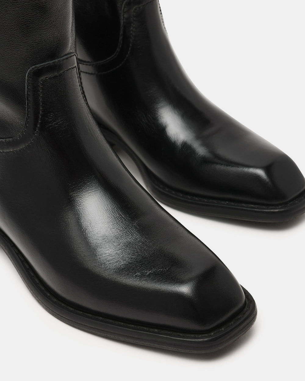 PRIMO Black Leather Square-Toe Women's Boot | Steve Madden for Sale