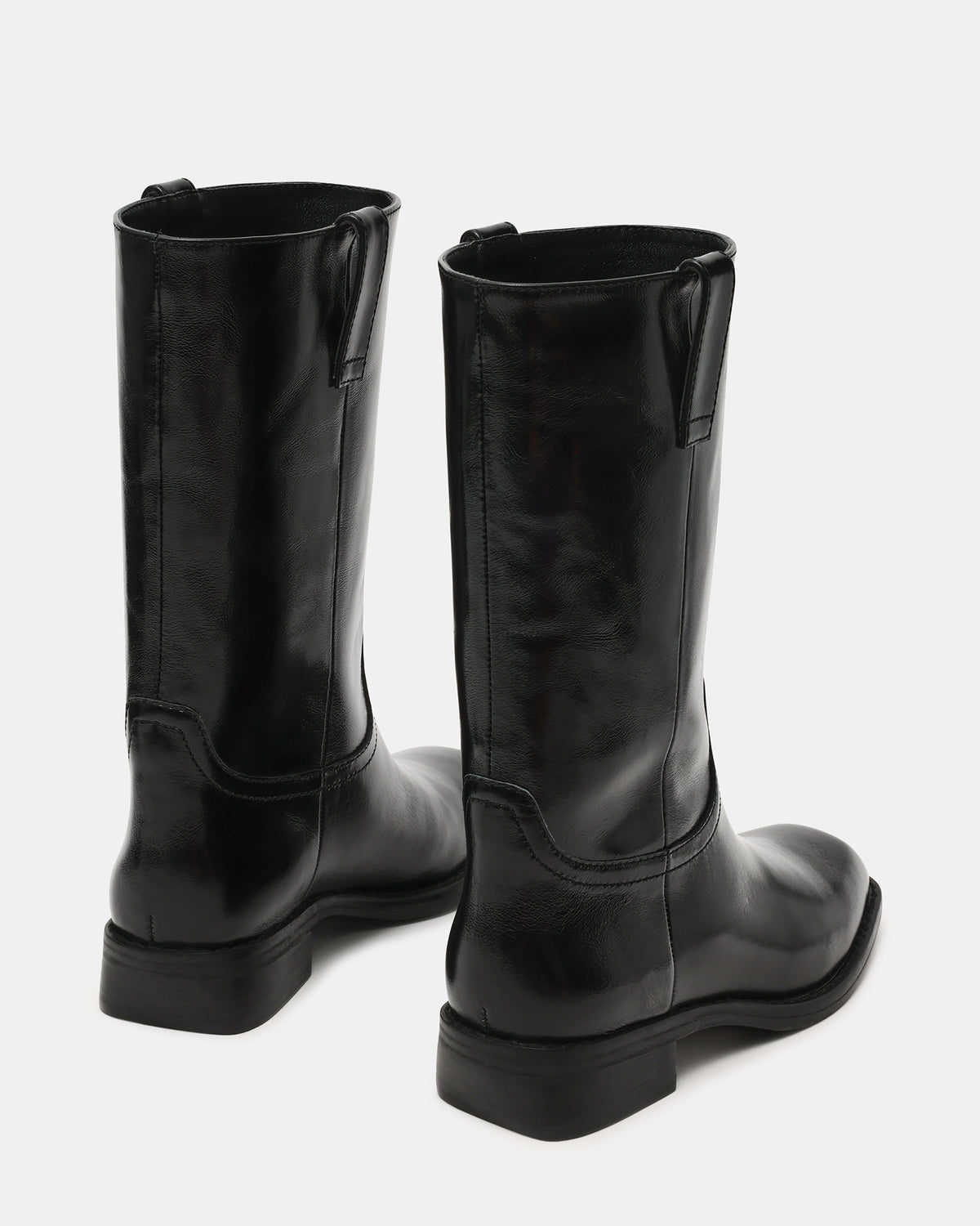 PRIMO Black Leather Square-Toe Women's Boot | Steve Madden for Sale