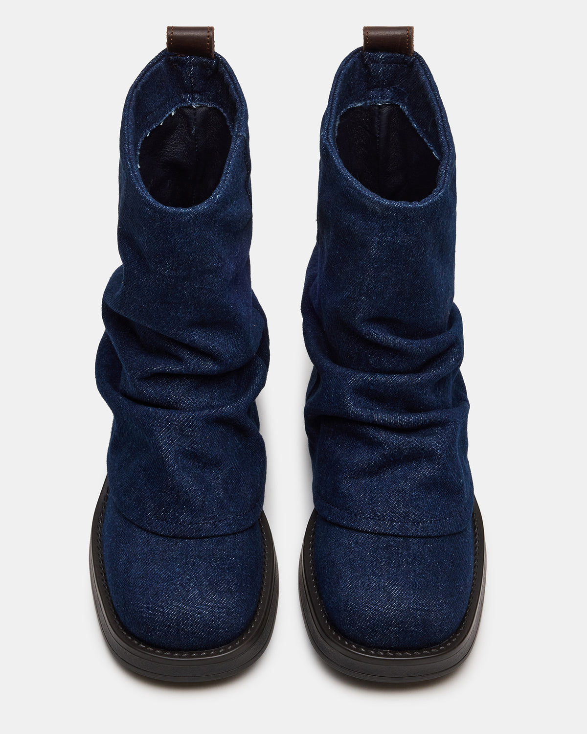 BENJI Denim Fabric Cuffed Fold-Over Moto Buckle Women's Ankle Boot | Steve Madden on Sale