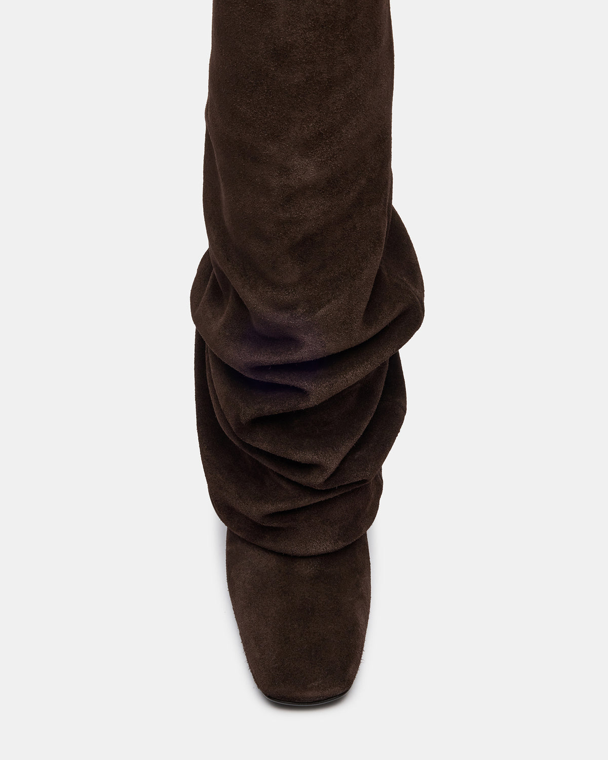 MONTANA Brown Suede Knee-High Square-Toe Wedge Fold-Over Women's Boot | Steve Madden US