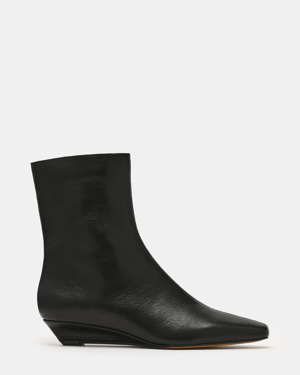 FLAIRE Black Leather Square-Toe Wedge Bootie Women's Ankle Boot | Steve Madden outlet