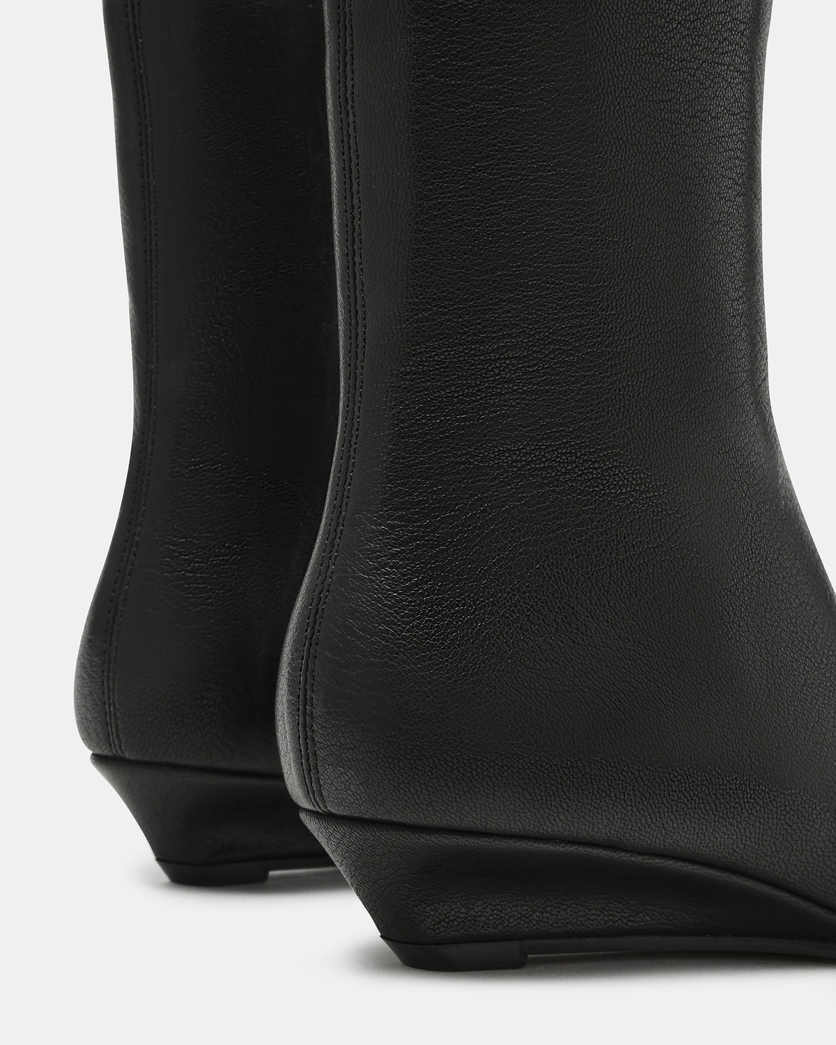 FLAIRE Black Leather Square-Toe Wedge Bootie Women's Ankle Boot | Steve Madden outlet