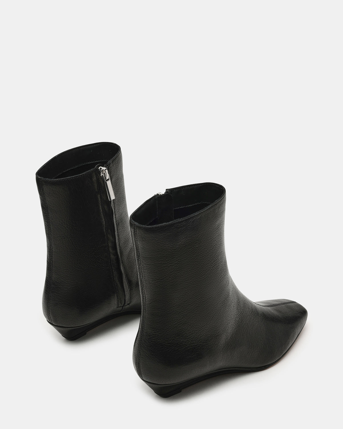 FLAIRE Black Leather Square-Toe Wedge Bootie Women's Ankle Boot | Steve Madden outlet