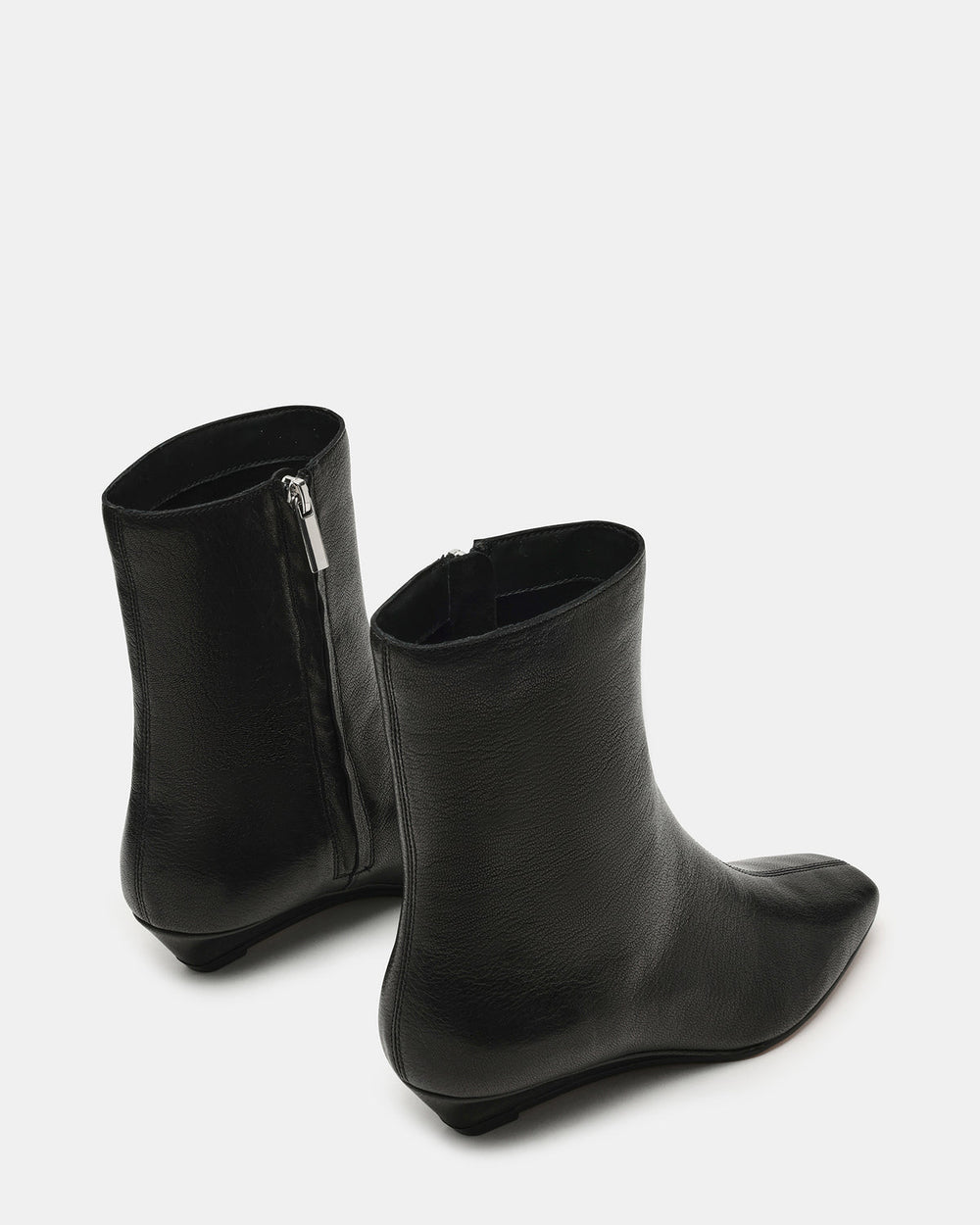 FLAIRE Black Leather Square-Toe Wedge Bootie Women's Ankle Boot | Steve Madden outlet