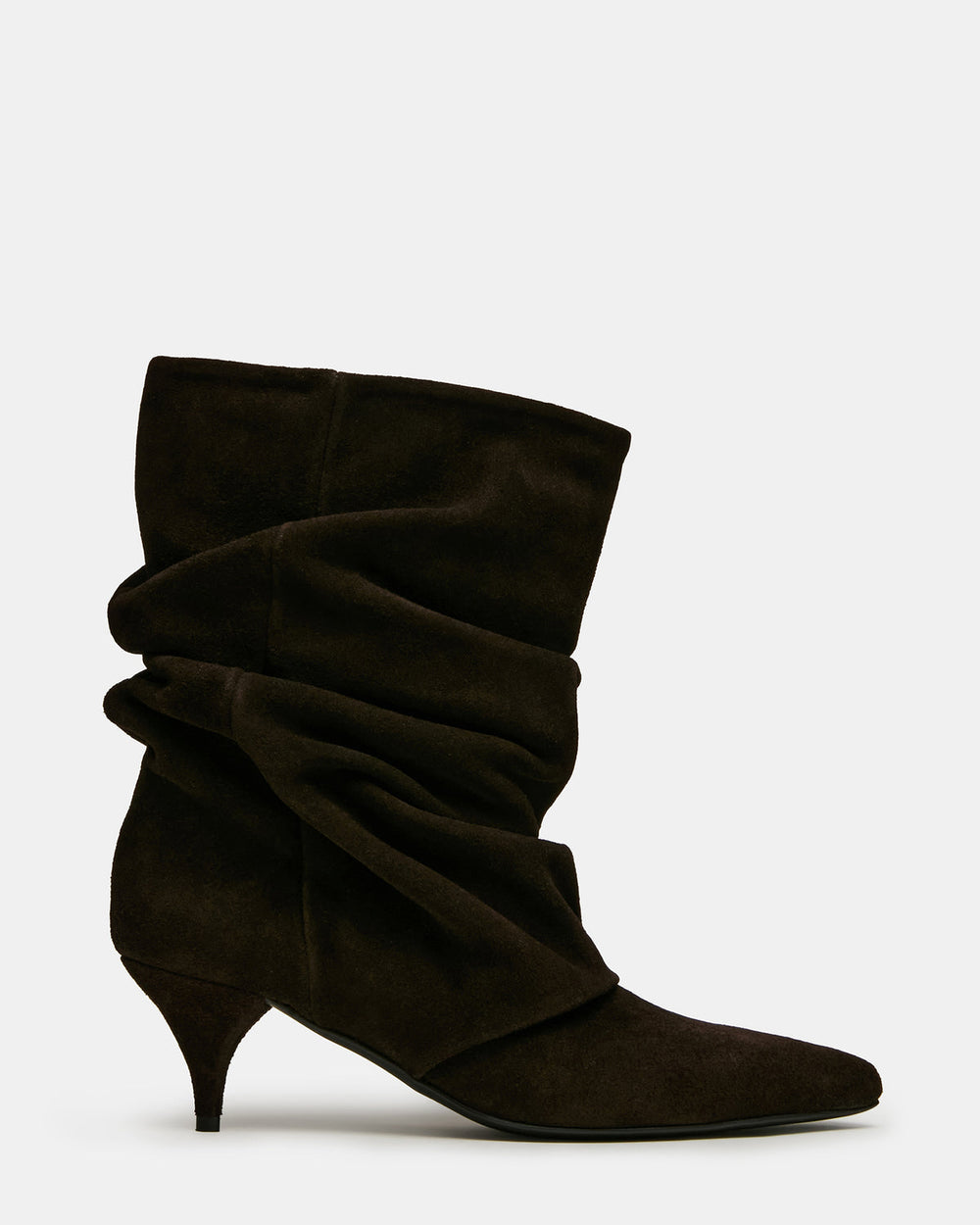 LEXEN Brown Suede Pointed-Toe Fold-Over Scrunched Women's Ankle Boot | Steve Madden for Sale