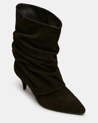 LEXEN Brown Suede Pointed-Toe Fold-Over Scrunched Women's Ankle Boot | Steve Madden for Sale