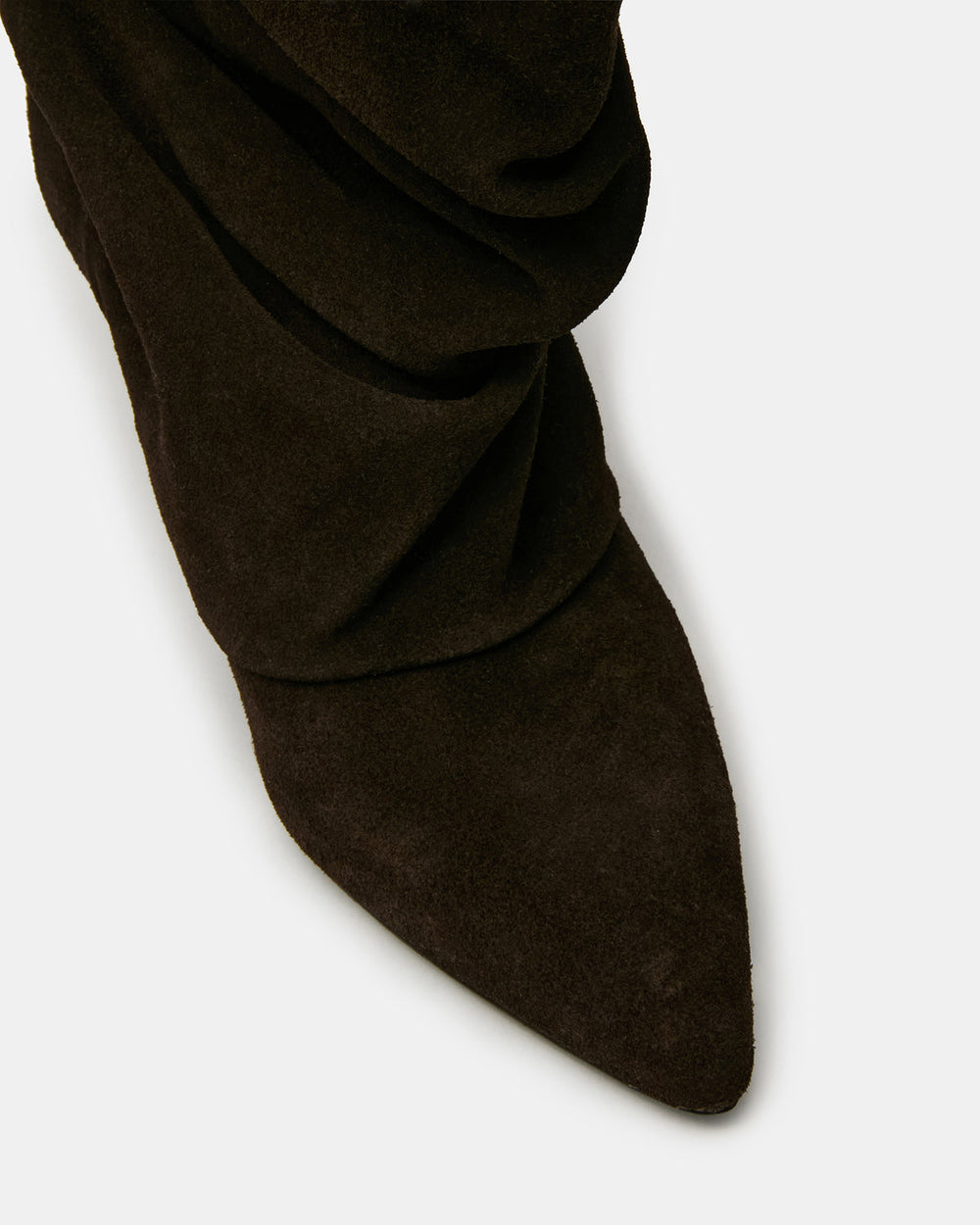 LEXEN Brown Suede Pointed-Toe Fold-Over Scrunched Women's Ankle Boot | Steve Madden for Sale