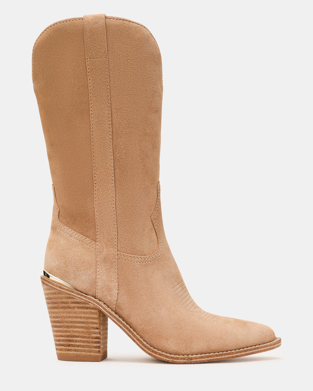 SALLY Sand Suede Pointed-Toe Western Block Heel Women's Boot | Steve Madden online
