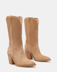 SALLY Sand Suede Pointed-Toe Western Block Heel Women's Boot | Steve Madden online