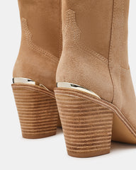SALLY Sand Suede Pointed-Toe Western Block Heel Women's Boot | Steve Madden online