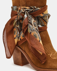 SALLY SCARF Chestnut Suede Pointed-Toe Western Block Heel Women's Boot | Steve Madden outlet